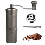 Manuelle Kaffeemühle, Maßstab 0–35, CNC-Edelstahl-Frässtift, 20 g maximale Kapazität, Gehäuse aus Aluminiumlegierung, Doppellager, tragbar (Ti-Brown, 5 Sterne)