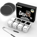 Eiswürfel Aus Edelstahl Wiederverwendbare Whisky Steine Ice Cubes Set, Whiskysteine, Wein Kühlsteine Für Getränke, Vatertagsgeschenke Geschenke für Männer und Ehemann, 8 Stück