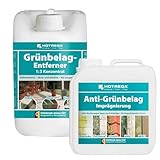 HOTREGA Grünbelagentferner 1:3 Konzentrat 5L + Anti-Grünbelag Imprägnierung 2L | Entfernt Algen und Beläge | Effektiver Schutz vor Neubefall