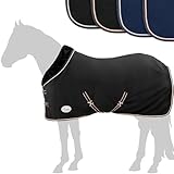 Esposita Abschwitzdecke mit Fellkragen Champion Edition Fleecedecke mit Kragen und Zierpaspel, Paradedecke, Showdecke Schwarz-Rosegold 135cm