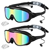 Bluesmile Schwimmbrille 2er-Pack, Weitwinkel-Anti-Beschlag & UV Schwimmende Scheibe für Audlt, keine undichte Schwimmbrille für Männer Frauen Jugend (Aqua & Pink)