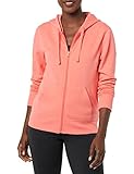 Amazon Essentials Damen Kapuzenpullover aus French-Terry-Fleece mit durchgehendem Reißverschluss (Erhältlich in Übergröße), Korallenrosa, M