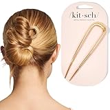 Kitsch Französische Haarnadeln für Damen – Elegante und langlebige Haarnadel aus Metall für Hochsteckfrisuren, Dutts und Zwirbel | Ideale Geschenke für Damen – Gold, 1 Stück