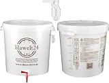 1x 30l Kompletter Gärbehälter mit Winkel- GÄRRÖHRCHEN Gäreimer Eimer Fermentation Gärfass für die Vergärung von Bier, Wein TOP !!