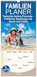 Familienplaner 2026 - Tierische Anime-Freunde - Fröhliche Streifzüge mit Hund und Katze mit 5 Spalten (Wandkalender, 21 cm x 45 cm), CALVENDO