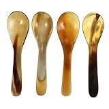 VICASKY 4 Stück Kaffeelöffel Aus Horn Kuh Hornkaviarlöffel Kleine Löffel Knochen Probierlöffel Mini Gerippt Kuchen Büffel Netter Löffel Nachtisch Handgemachte Portion Chef Hörner