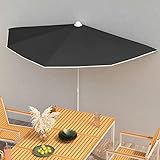 Xichuzi Halb-Sonnenschirm, Sonnenschutz Garten, Sonnenschirm Terrasse, Balkonsonnenschirme, Balkon Sonnenschutz, Balkon Sichtschutz Uv-Schutz, mit Mast 180x90 cm Schwarz