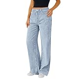 Generisch Baggy Jeans Mädchen High Waist Jeans Damen Straight Leg Jeans Casual Longlegs Herbst und Winter