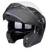Helm für Motorräder Full-Face Motorcycle Helmet Tragbarer Integralhelme Flip-up Motorradhelm Zertifizierung von DOT (Matt schwarz, L)