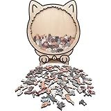 Katzenpuzzle,Katzen Puzzle Holz,Cat Puzzle Wooden,Holzpuzzle Katze Erwachsene Kinder,Geschenke Katzenliebhaber,Katzen Geschenke für Frauen (A)