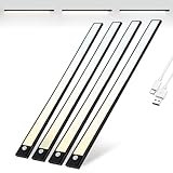 Brendz Unterbauleuchte Küche LED, LED Leiste Küche, 4 x 60cm, USB-C Wiederaufladbar, 4400mAh, 3 Farbtemperaturen, Dimmbar, Magnetisch, Küchenunterbauleuchte, Küchenbeleuchtung, Puyo Schwarz
