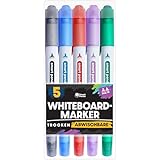 Whiteboard Marker von SmartPanda – Whiteboard Stifte, Folienstift Abwischbar - Doppelspitze, Medium und Fein – Abwischbare Stifte, non Permanent Marker, Whiteboardmarker – 5 Set