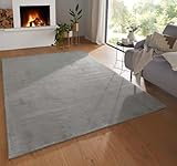 Taracarpet Teppich Casablanca edler strapazierfähiger Uni Schurwollteppich Loribaf, Berber Stil fürs Wohnzimmer, Schlafzimmer und Esszimmer grau 130x190 cm