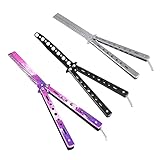 YOYIAG Butterfly Kamm Knife Trainer, 3 Stück Butterfly Kamm Buterflymesser Trainer Rainbow Schwarz Silber, Kamm Klappmesser Trainings Trainingsmesser AnfäNger-Der Flipping-Tricks üBt