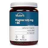 Vitaler's Magnesium 125 mg + Vitamin B6-60 Kapseln, Vegan, 2 Monate Nahrungsergänzung, ohne Konservierungsstoffe, reine Zusammensetzung