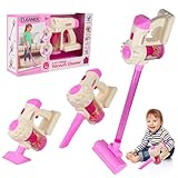 Dhqkqg Staubsauger Spielzeug Set, 3-in-1 Kinderstaubsauger, Kinderstaubsauger mit Echter Saugfunktion, Haushaltsspielzeug für Familie, Rosa