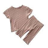 LOIJMK Sommerpyjamas Dünne Kinderbekleidung Polka Dot Ausländische Mädchen Zwei Sätze Von Home Wear Kinder Klimaanlage Kleidung Jogginghose Mädchen 152 (Coffee, 12-18 Months)