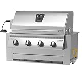 Einbau Gasgrill 'Hermann XL - Pro' Edelstahl Einbaugrill mit Einfassung, Deckel und Drehspieß für Outdoor Küche Grillküche – Fettwanne mit Frontauszug – 4x5kW Brenner – Made in Germany