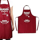 Kochschürze Damen Kittelschürze Geschenk für Mutter Weihnachten, Weinrote Küchenschürze Damen mit Taschen, Verstellbare Latzschürze und Küchenschürze Frauen Schürze für Kochen, Backen und Gartenarbeit