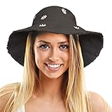 TOSKATOK Damen-Sonnenhut mit LSF 50+ Weich gewaschener Baumwolle mit gestickten G�nsebl�mchenmotiven, formbarer Krempe und ausgefransten R�ndern
