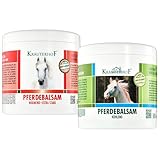 Kräuterhof® Pferdebalsam Set kühlend & wärmend – Kombination (2 x 500ml) bestehend aus angenehm & mit extra starker Wärme-Wirkung, Massagegel