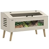 PawHut Terrarium für Reptilien, 140L Reptil Fütterungsbox mit gehärteten Glasfenstern, Deckel, Beine, Reptilienzuchtbox für Amphibien, Spinne, Eiche, 100 x 50 x 60 cm