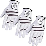 Sports Gear Ltd 3er-Pack Golfhandschuhe für Herren, 100% Cabretta-Leder, weicher Griff und bequem, für Links- und Rechtshänder, geeignet für alle Wetterbedingungen für Golf- und Tennistraining/-spie