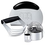 Teigmischer Teigschneider Set Edelstahl Gebäckschneider Teig-Mixer und Rund Ausstechformen für Brot Keks Pizza 8 Stück