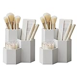 Tohoee 2 Stück Make-up Pinselhalter Hexagonal Kosmetischer Organisator Multifunktions Bleistift Fernbedienungsinhaber Aufbewahrungskiste für Eitelkeitstisch, Büro, Wohnzimmer, Schreibwaren Lagerung