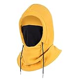 Sturmhaube Winter Gesichtsmaske Herren Damen, Kapuzenschal Halswärmer Augenschützer Fleece Mütze Schal Maske, Vollgesichtsmaske mit Halsmaske Skimaske für Motorräder, Winter Sport - Gelb