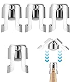 Zounin 4 Stück Edelstahl Sektverschluss, Champagner Verschluss, Vakuum Weinverschluss, für Wein, Champagner, Bier