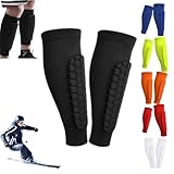 Shindefender Shin Guards, Shin Protector Ski, Ski Schienbeinschoner, 1 Paar Shin Defender Shin Guards Kids, Fit Conforms to The Leg, Shin Pads Cover for Sports (Schwarz, L)