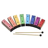 ERYUE Buntes Xylophon-Glockenspiel mit 8 Tönen, Musikspielzeug für Kinder mit Regenbogen-Metallplatten und Schlägeln für Musikunterricht, Heimunterhaltung, PC-Material