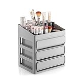 InnovaGoods - Make-up Organizer mit 3 Schubladen und 9 Fächern, Große Kapazität, Multifunktional für Kosmetik, Schmuck, Büromaterial, Einfache Reinigung, Grau, Polypropylen