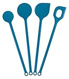 Kigima Kochlöffel Set 4 Stück in Hellblau– Hochwertige Küchenutensilien aus hitzebeständigem Kunststoff – ideales Küchenhelfer Set für Ihre Küche – vielseitiges Kochbesteck Set