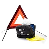 KFZ-Verbandtasche inkl. Warndreieck und Warnweste DIN 13164:2022 - Verbandskasten - Erste Hilfe Kasten Set Auto - PKW - Motorrad - Schwarz - Verbandstasche - hoch