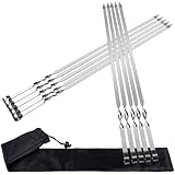 AWCIGG 10 Stück Grillspieße, 55 cm Flache Schaschlikspieße Heavy Duty Edelstahl Adana Kebab Spieße Lange Fleischspieße mit Tasche