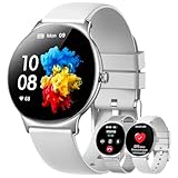 LOYEWAIER Women's Smartwatch with Phone Function Round 1.43 Inch AMOLED Always-On Display Waterproof 120+Sports Fitness Tracker with Heart Rate Sleep Monitor Silver Smart Watch for iOS Android