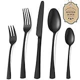 Bestdin Besteck Set 6 Personen, 30 teilig Edelstahl Besteckset Schwarz Matt, Essbesteck Set mit Messer Gabel Löffel, Hochwertiges Edelstahlbesteck, Spülmaschinenfest.