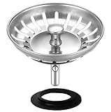 HUAERSICO Universal Abflussstopfen mit sieb 82mm - Waschbecken sieb und siebkörbchen spüle Küche - Abflusssieb für Blanco spüle zubehör,2 Siegel