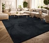 TT Home Teppich Wohnzimmer Kurzflor Anti-Rutsch Rückseite Einfarbiges Design Waschbar, Farbe: Blau Navy, Größe:200 cm Quadrat