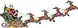 Weihnachtsmann Figur | LED Rentier Weihnachtsdeko | Weihnachtsmann Deko | LED Rentier mit Schlitten | Weihnachtsdeko Rentier | LED Weihnachtsmann mit Schlitten | Sitzender Weihnachtsmann | Rentier LED