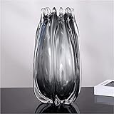 Schreibtischdekoration Vasen Dekor Licht Luxuriöse Glasvasen, Haushaltstisch Moderne Kreative Vasen, Transparente trockene Blumen (Grau L)