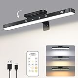 WILLED Bildbeleuchtung Kabellos, 5W Bilderleuchte Akku mit Fernbedienung, Bilderlampe mit 3 Farbtemperaturen, Bild Beleuchtung Wand Kabellos, Dimmbar Led Dart Beleuchtung mit Timer, Schwarz