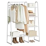 SONGMICS Kleiderständer, Wäscheständer mit 5 Ablagen, Metallrahmen, 40 x 101,7 x 153,3 cm, für Schlafzimmer, Wohnzimmer, Eingangsbereich, wolkenweiß HSR138W01