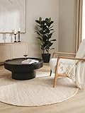 benuta Pure Wollteppich Rocco - Creme 150 cm Rund - Handgewebt - Im Style: Wolle, Uni, Boho, Hygge & Cozy, Minimalistisch - Pflegeleicht für Wohnzimmer Schlafzimmer