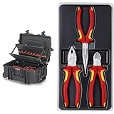KNIPEX 00 21 37 LE Werkzeugkoffer 'Robust45 Move' Werkzeug-Trolley | Rollkoffer leer & Elektro-Paket, 3-teilig, 160 bis 200 mm, VDE, Grundausstattung für unterwegs, Zangenset, Werkzeugset, 00 20 12