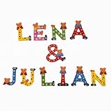 Bunte Holzbuchstaben mit Bärenmotiv – Personalisierte Kinderzimmer Deko – Türbuchstaben aus Holz für Namen – Handgefertigte Buchstaben für Kinderzimmer & Babyzimmer – Geschenk zur Geburt (A)