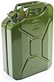 Oxid7® 1 x Benzinkanister aus Metall | 20 Liter Kraftstoffkanister | Benzin, Diesel & Bio-Ethanol geeignet | 20L Treibstoff Kanister mit UN-Zulassung & Bauart geprüft [Olivgrün]