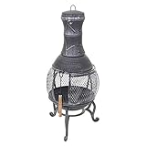 Terrassenofen HWC-F71, Feuerstelle Terrassenkamin Gartenkamin Gartenofen, Gusseisen 11,7kg 91x42x42cm Grau